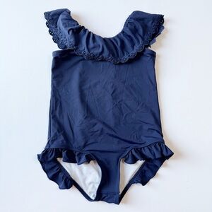 The Beaufort Bonnet Company Navy Ruffled Swimsuit